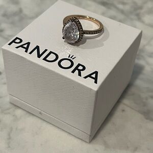 Pandora Sparkling Halo Rose Ring Size 6.5